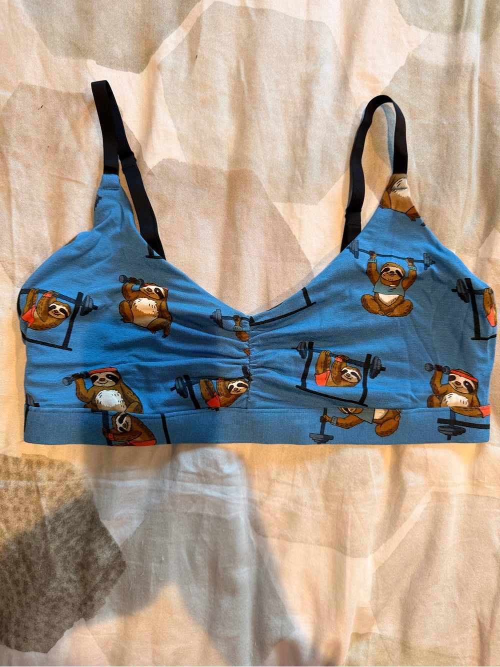MeUndies UltraModal™ FeelFree Ruched Bralette Blue Sloth Print Wireless Bralette